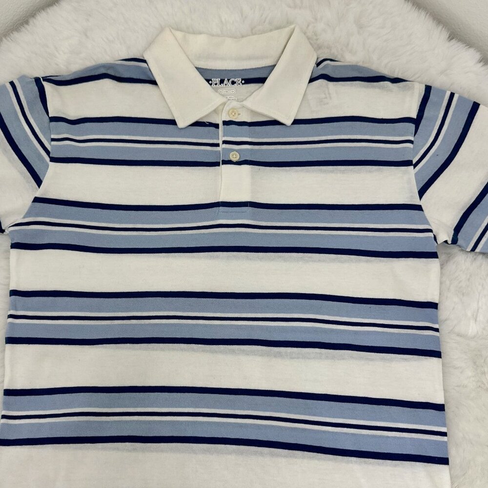 The Children’s Place Boys Blue & White Striped Polo Shirt